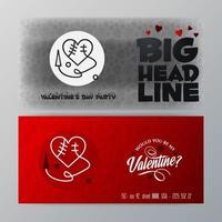 Valentines Day Big Banner Template Red Background vector