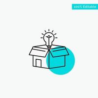 Box Business Idea Solution Bulb turquoise highlight circle point Vector icon