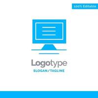 Monitor Computer Hardware Blue Solid Logo Template Place for Tagline vector