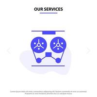 Our Services Audio Player Record Recorder Reel Solid Glyph Icon Web card Template vector