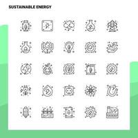 conjunto de iconos de línea de energía sostenible conjunto 25 iconos diseño de estilo minimalista vectorial conjunto de iconos negros paquete de pictogramas lineales vector