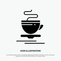 Tea Cup Hot Hotel Solid Black Glyph Icon vector