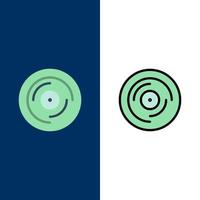 Beat Dj Juggling Scratching Sound  Icons Flat and Line Filled Icon Set Vector Blue Background