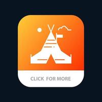 Tent Free Tent Camp American Mobile App Button Android and IOS Glyph Version vector