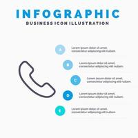 Phone Telephone Call Line icon with 5 steps presentation infographics Background vector