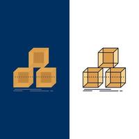 Arrange design stack 3d box Flat Color Icon Vector