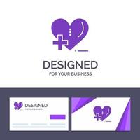 Creative Business Card and Logo template Love HealthCare Hospital Heart Care Vector Illustration