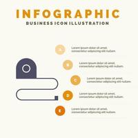 construcción medición escala cinta sólido icono infografía 5 pasos presentación antecedentes vector