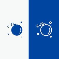 Bomb Comet Explosion Meteor Science Line and Glyph Solid icon Blue banner Line and Glyph Solid icon Blue banner vector