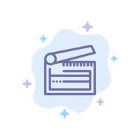 Action Board Clapboard Clapper Clapperboard Blue Icon on Abstract Cloud Background vector
