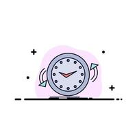 reloj de respaldo en el sentido de las agujas del reloj en contra del tiempo vector de icono de color plano