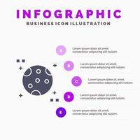 astronomía luna espacio sólido icono infografía 5 pasos presentación antecedentes vector