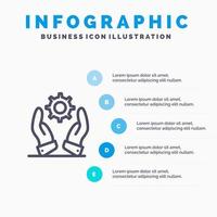 icono de línea de soluciones modernas de desarrollo empresarial con fondo de infografía de presentación de 5 pasos vector