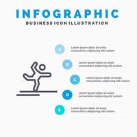 Athlete Gymnastics Performing Stretching Line icon with 5 steps presentation infographics Background vector