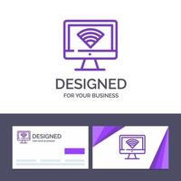 Creative Business Card and Logo template Computer Monitor Wifi Signal Vector Illustration