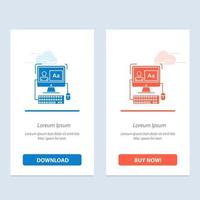 Computer Screen Software Editing  Blue and Red Download and Buy Now web Widget Card Template vector