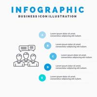 Chat Business Consulting Dialog Meeting Online Line icon with 5 steps presentation infographics Background vector