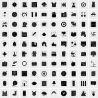 Set of 100 Business Solid Glyph icons vector