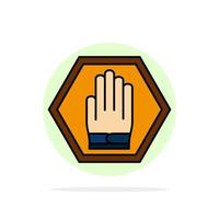 detener la señal de mano advertencia de tráfico círculo abstracto fondo color plano icono vector