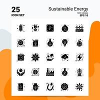 25 Sustainable Energy Icon Set 100 Editable EPS 10 Files Business Logo Concept Ideas Solid Glyph icon design vector