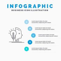 User Mind Making Programming Line icon with 5 steps presentation infographics Background vector