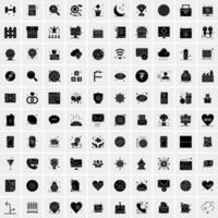 Set of 100 Business Solid Glyph icons vector