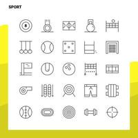 conjunto de iconos de línea deportiva conjunto 25 iconos diseño de estilo minimalista vectorial conjunto de iconos negros paquete de pictogramas lineales vector