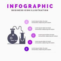 Tube Flask Lab Science Solid Icon Infographics 5 Steps Presentation Background vector