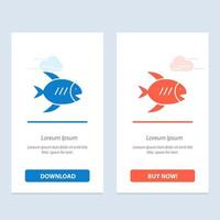 Beach Coast Fish Sea  Blue and Red Download and Buy Now web Widget Card Template vector