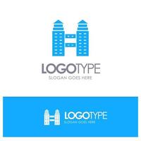 Building City Construction Blue Solid Logo with place for tagline vector