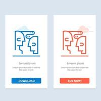 Brain Communication Human Interaction  Blue and Red Download and Buy Now web Widget Card Template vector