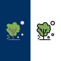 Dry Global Soil Tree Warming  Icons Flat and Line Filled Icon Set Vector Blue Background