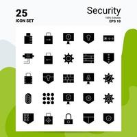 25 Security Icon Set 100 Editable EPS 10 Files Business Logo Concept Ideas Solid Glyph icon design vector