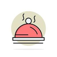 icono de color plano de fondo de círculo abstracto de servicio de comida de plato de hotel vector