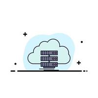 cloud storage computing data flow Flat Color Icon Vector