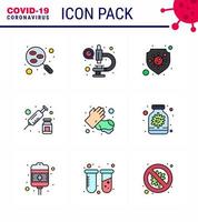 Corona virus disease 9 Filled Line Flat Color icon pack suck as soap syringe virus injection virus viral coronavirus 2019nov disease Vector Design Elements