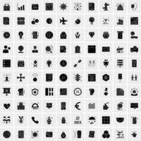 Set of 100 Business Solid Glyph icons vector