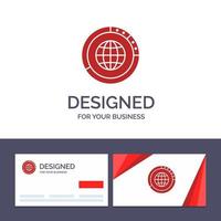 Creative Business Card and Logo template Management Data Global Globe Resources Statistics World Vector Illustration