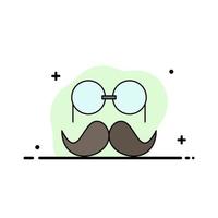 moustache Hipster movember glasses men Flat Color Icon Vector