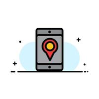 Mobile Cell Map Location  Business Flat Line Filled Icon Vector Banner Template