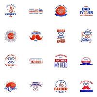 Happy fathers day 16 Blue and red vintage retro type font Illustrator eps10 Editable Vector Design Elements