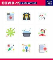 Coronavirus Prevention 25 icon Set Blue face soap basin stethoscope hand washing epidemic viral coronavirus 2019nov disease Vector Design Elements