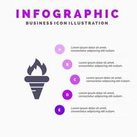 Flame Games Greece Holding Olympic Solid Icon Infographics 5 Steps Presentation Background vector