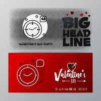 Valentines Day Big Banner Template Red Background vector