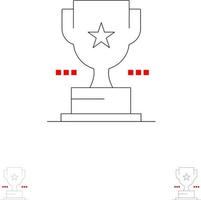 Cup Trophy Prize Achievement Bold and thin black line icon set vector