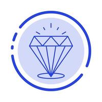 Diamond Shine Expensive Stone Blue Dotted Line Line Icon vector