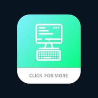 monitor de teclado de computadora botón de aplicación móvil de computación versión de línea de android e ios vector