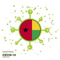 guinea bissau coronavius bandera fondo de conciencia quédate en casa mantente saludable cuida tu propia salud ora por el país vector