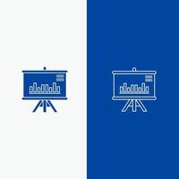 Presentation Project Graph Business  Line and Glyph Solid icon Blue banner Line and Glyph Solid icon Blue banner vector