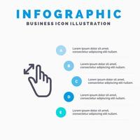 Expand Gestures Interface Magnification Touch Line icon with 5 steps presentation infographics Background vector